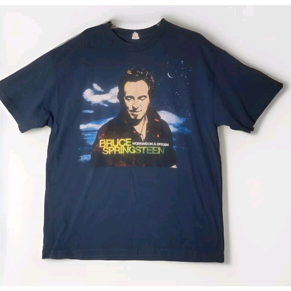 Bruce Springsteen 2009 Working On A Dream Concert Tour T-Shirt Mens Size L Blue - Picture 1 of 8
